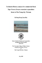 Technical efficiency analysis for commercial black tiger prawn (penaeus monodon) aquaculture farms in nha trang city, vietnam