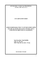Một số kinh nghiệm khai thác và sử dụng phần mềm exe để xây dựng bài giảng tin học lớp 12 (chương ii) theo chuẩn e learning