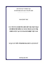 Các yếu tố ảnh hưởng đến mức độ chấp nhận mô hình thẻ điểm cân bằng trong quản trị chiến lược tại các doanh nghiệp việt nam