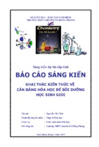 Khai thác kiến thức về cân bằng hóa học để bồi dưỡng học sinh giỏi 