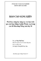 Phát huy năng lực sáng tạo của học sinh lớp 10 qua các hoạt động ở phần warm – up trong các tiết reading tiếng anh 10