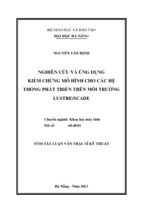 Tóm tắt luận văn thạc sĩ kỹ thuật nghiên cứu và ứng dụng kiểm chứng mô hình cho các hệ thống phát triển trên môi trường lustre