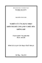 Tóm tắt luận văn thạc sĩ kỹ thuật nghiên cứu ứng dụng nhiệt khói thải để làm lạnh và điều hòa không khí