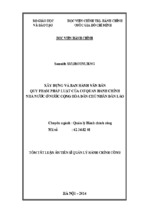 Tóm tắt luận án tiến sĩ quản lý hành chính công xây dựng và ban hành văn bản quy phạm pháp luật của cơ quan hành chính nhà nước ở nước cộng hòa dân chủ nhân dân lào