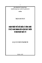 Hoàn thiện thể chế quản lý công chức ở việt nam trong điều kiện phát triển và hội nhập quốc tế