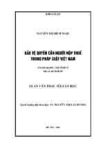 Tóm tắt luận văn thạc sĩ luật học bảo vệ quyền của người nộp thuế trong pháp luật việt nam