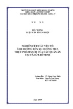 Luận văn tốt nghiệp nghiên cứu các yếu tố ảnh hưởng đến xu hướng mua thực phẩm sạch của các quán ăn tại tp hồ chí minh