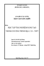 Học tập trải nghiệm sáng tạo trong chương trình địa lí lớp 10   thpt