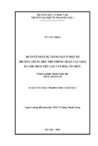 Quản lí nhân sự giảng dạy ở một số trường trung học phổ thông quận cầu giấy hà nội theo tiếp cận văn hóa tổ chức