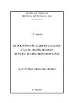 Quản lí công tác xã hội hóa giáo dục của các trường mầm non quận bắc từ liêm, thành phố hà nội