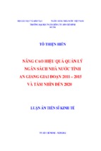Nâng cao hiệu quảquản lý ngân sách nhà nước tỉnh an giang giai đoạn 2011 – 2015 và tầm nhìn đến 2020