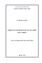Nghiên cứu mô hình ngôn ngữ dựa trên mạng nơron