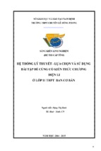 Hệ thống lý thuyết – lựa chọn và sử dụng bài tập để củng cố kiến thức chương điện li ở lớp 11 thpt ban cơ bản 