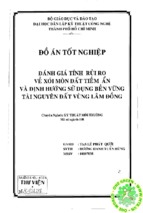 đánh giá tính rủi ro về xói mòn đất tiềm ẩn và định hướng sử dụng bền vững tài nguyên đất vùng lâm đồng