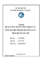 Luận văn tốt nghiệp đề xuất dây truyền công nghệ xử lý nước thải dệt nhuộm cho công ty cổ phần dệt may kỳ anh