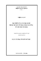 đặc điểm của các địa danh thuộc huyện võ nhai (thái nguyên) từ góc độ văn hoá