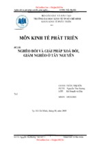 Luận văn đề tài kinh tế phát triển nghèo đói và giải pháp xoá đói, giảm nghèo ở tây nguyên