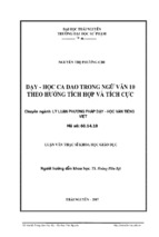 Dạy   học ca dao trong ngữ văn 10 theo hướng tích hợp và tích cực