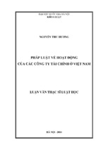 Luận văn thạc sĩ luật học pháp luật về hoạt động của các công ty tài chính ở việt nam