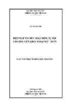 Biện pháp tổ chức hoạt động tự học cho sinh viên khoa ngoại ngữ   đhtn