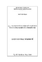 Luận văn thạc sĩ các nhân tố tác động đến nghề nuôi tôm sú công nghiệp của tỉnh bến tre