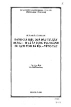 Luận văn thạc sĩ đánh giá hiệu quả đầu tư, xây dựng i o vá áp dụng tsa ngành du lịch tỉnh bà rịa   vũng tàu