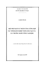 Biện pháp quản lý nhằm tăng cường hợp tác với doanh nghiệp trong đào tạo của các trường nghề ở tỉnh nam định