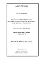 Luận văn thạc sĩ giáo dục biện pháp quản lý hoạt động dạy học theo định hướng đổi mới ppdh ở các trường thcs huyện ninh giang – tỉnh hải dương