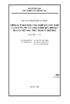 Chính sách nhập khẩu công nghệ mới, công nghệ cao đáp ứng nhu cầu công nghiệp hóa, hiện đại hóa của việt nam, thực trạng và giải pháp