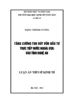 Tăng cường thu hút vốn đầu tư trực tiếp nước ngoài (fdi) vào tỉnh nghệ an