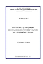 Luận án tiến sĩ nâng cao hiệu quả hoạt động kinh doanh của doanh nghiệp nhà nước sau cổ phần hóa ở việt nam