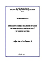 Báo cáo những nhân tố tác động đến lựa chọn đất đai của các doanh nghiệp qua nghiên cứu thực tế tại thành phố hải phòng