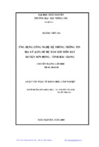ứng dụng công nghệ hệ thống thông tin địa lý (gis) để dự báo xói mòn đất huyện sơn động   tỉnh bắc giang với