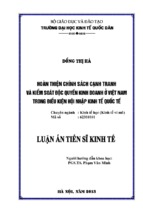 Báo cáo hoàn thiện chính sách cạnh tranh và kiểm soát độc quyền kinh doanh ở việt nam trong điều kiện hội nhập kinh tế quốc tế