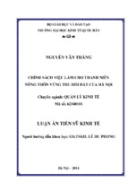 Luận án tiến sĩ chính sách việc làm cho thanh niên nông thôn vùng thu hồi đất của hà nội