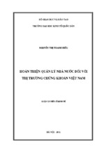 Hoàn thiện quản lý nhà nước đối với thị trường chứng khoán việt nam