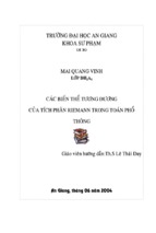 Luận án tiến sĩ các biến thể tương đương của tích phân riemann trong toán phổ thông