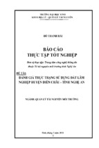 Báo cáo thực tập tốt nghiệp đánh giá thực trạng sử dụng đất lâm nghiệp huyện diễn châu, tỉnh nghệ an