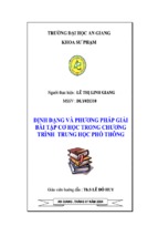 Báo cáo định dạng và các phương pháp giải bài tập cơ học trong chương trình trung học phổ thông