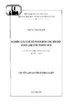 Nghiên cứu chế độ phân bón cho mía đồi vùng lam sơn thanh hóa