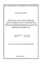 Luận án tiến sĩ chính trị học những giá trị văn hóa chính trị truyền thống lào và ý nghĩa đối với công cuộc đổi mới ở cộng hòa dân chủ nhân dân lào hiện nay