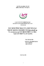 Xác định tính nhạy của một số loại thuốc kháng sinh đối với edwardsiella sp và aeromonas sp gây bệnh trên cá tra tại cần thơ và an giang