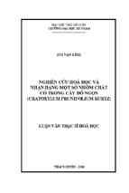 Báo cáo nghiên cứu hoá học và nhận dạng một số nhóm chất có trong cây đỏ ngọn (cratoxylum prunifolium kurtz)