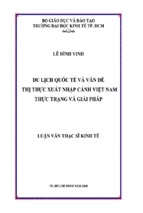 Luận án tiến sĩ thực trạng và giải pháp   du lịch quốc tế và vấn đề thị thực xuất nhập cảnh việt nam