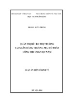 Luận án tiến sĩ kinh tế quản trị rủi ro thị trường tại ngân hàng thương mại cổ phần công thương vệt nam