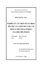 Báo cáo nghiên cứu các nhân tố tác động đến việc lựa chọn nhà cung cấp dịch vụ điện thoại di động của sinh viên tp