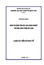 Quản trị dòng tiền của các doanh nghiệp chế biến thực phẩm niêm yết trên thị trường chứng khoán việt nam