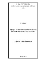 Hiệu quả dự án đầu tư bằng vốn ngân sách nhà nước trên địa bàn tỉnh bắc giang