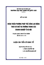 Báo cáo hoàn thiện phương pháp trả công lao động theo cơ chế thị trường trong các doanh nghiệp ở hà nội