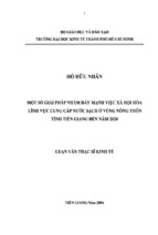 Báo cáo một số giải pháp nhằm đẩy mạnh việc xã hội hóa lĩnh vực cung cấp nước sạch ở vùng nông thôn tỉnh tiền giang đến năm 2020